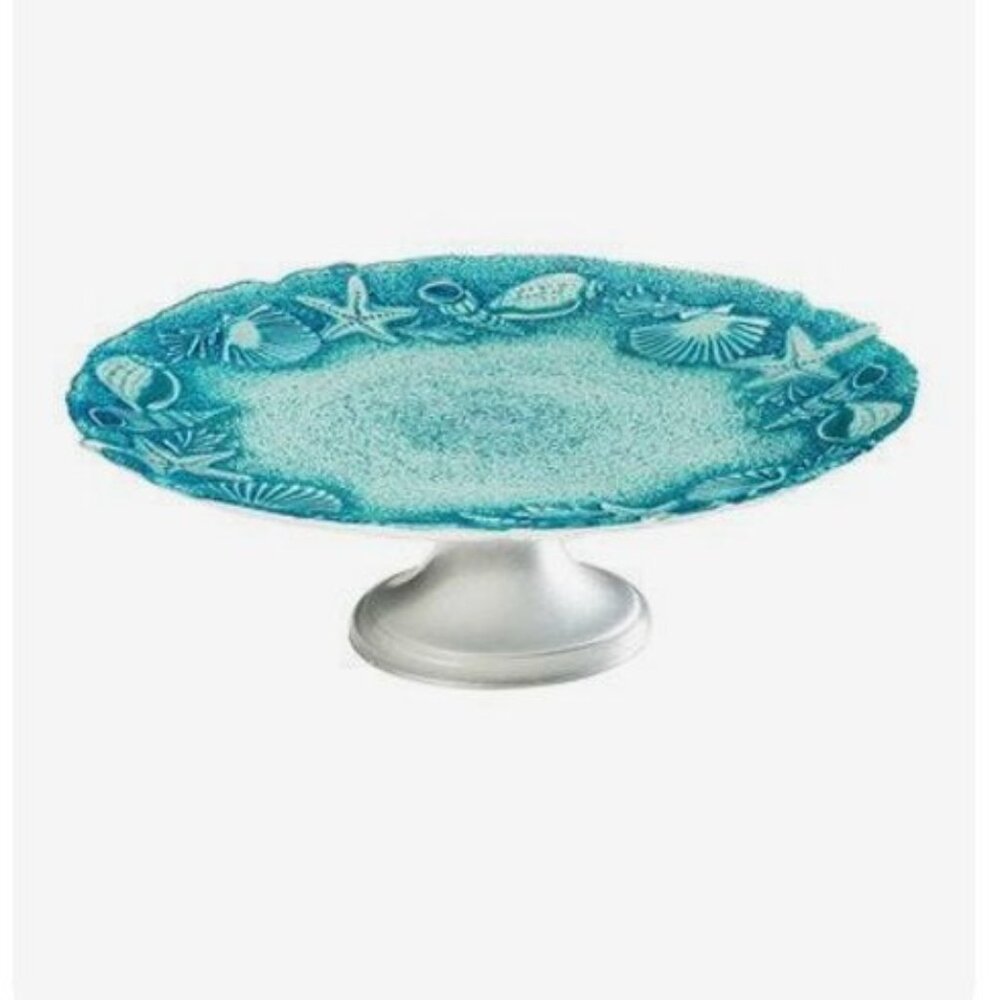 Amici Home Coastal-Themed Aqua Blue Cake Stand